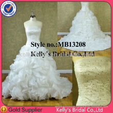 New fashion organza ruffle skirt prom dress long wedding dress 2014